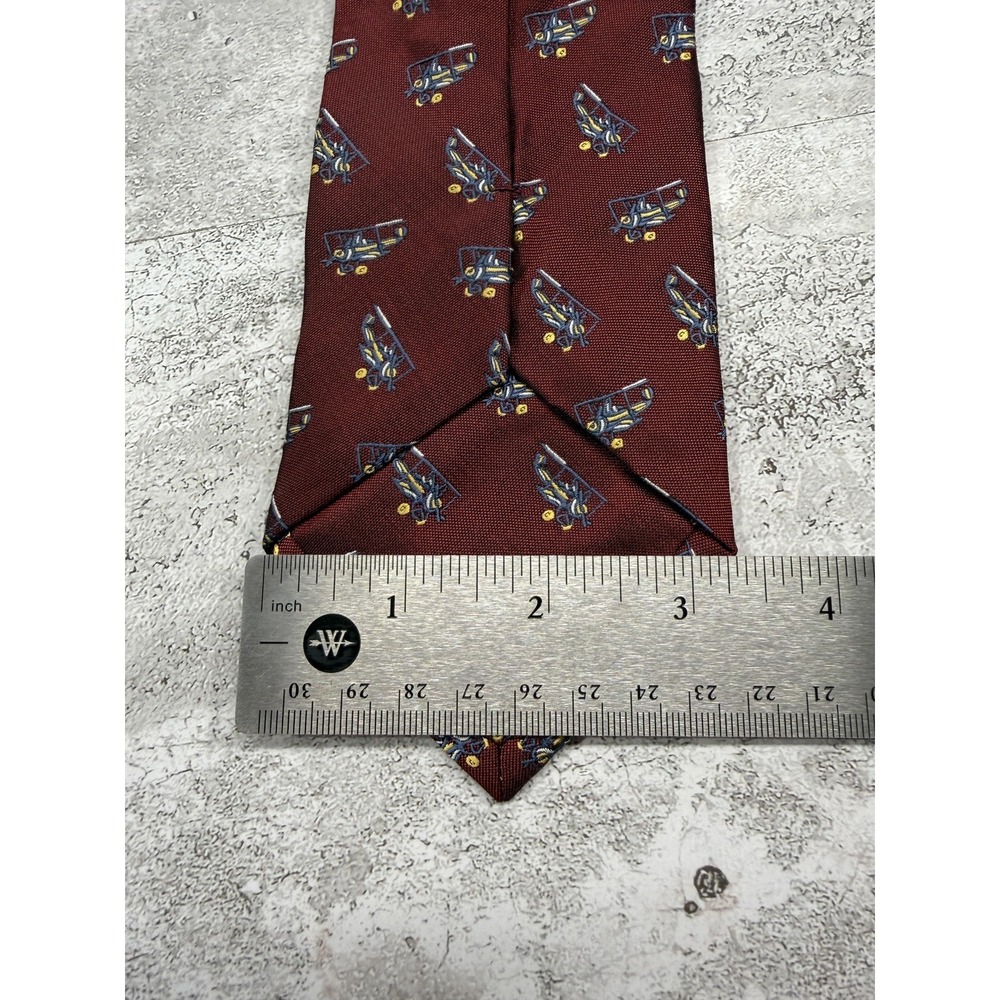 Impermeable By Weatherproof 100% Silk‎ Tie Mens Red Geometric Necktie VTG Planes - Picture 3 of 6
